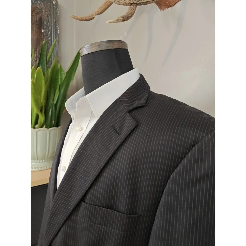 Brooks Brothers 346 43R Black Pinstripe Stretch Blazer 2 Button Sport Coat M602